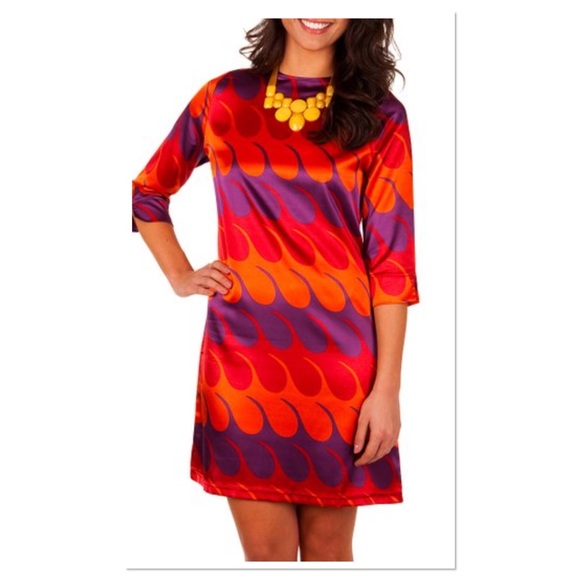 🚨CLOSET CLOSING🚨 Tracy Negoshian Red/Orange/Purple Shift Dress - Picture 3 of 6